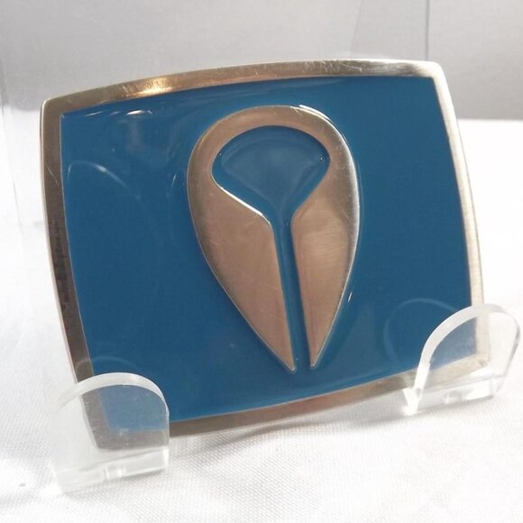 Distressed Nixon Turquoise Blue and Silver Designer Belt Buckle - Picture 7 of 10